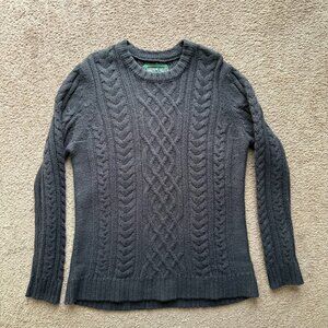 American Eagle Sweater Mens Small Crewneck Cable Knit Arcylic Grey Long Sleeve